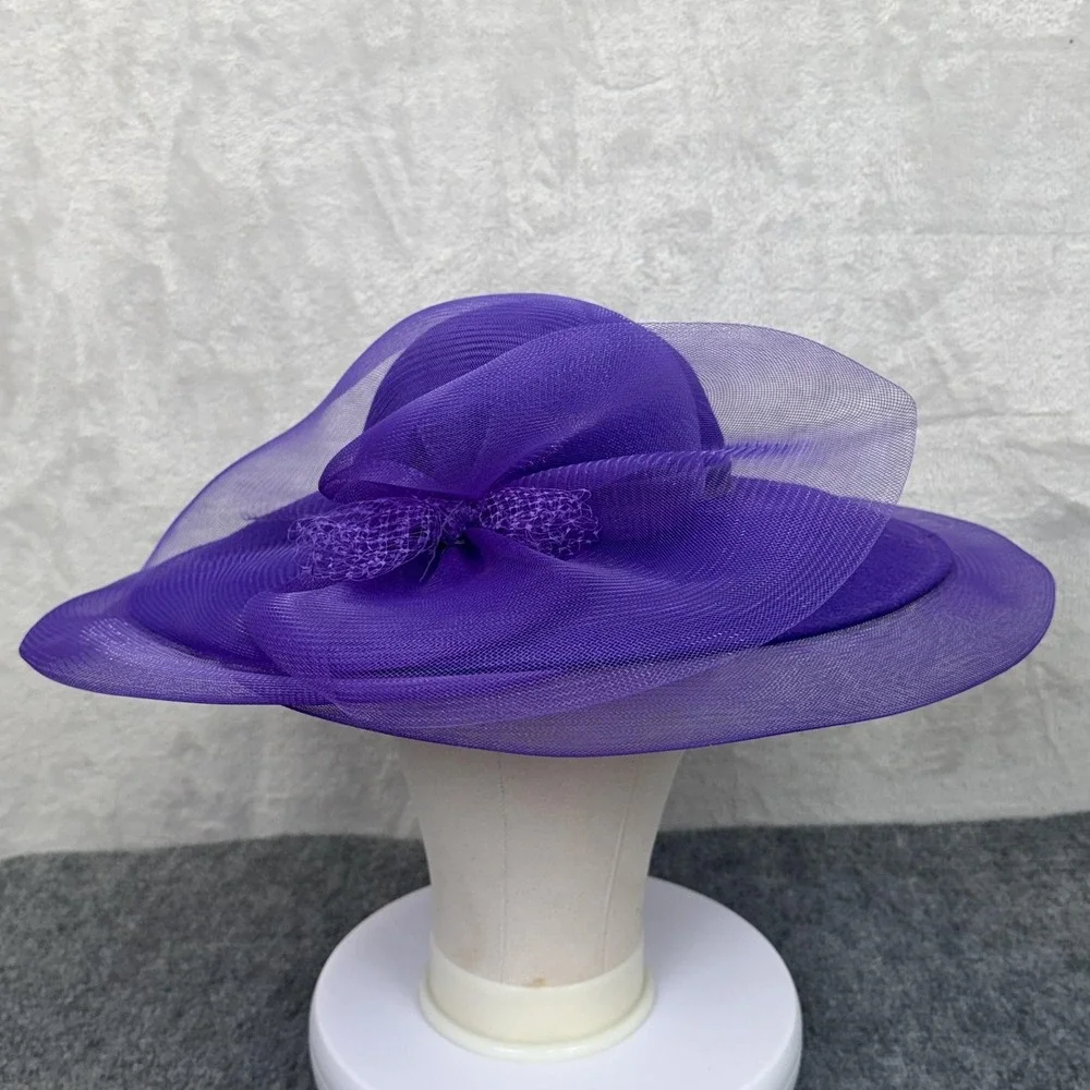Bollman Hat Co. Hat Womens Wool Doeskin Purple Wide Brim Kentucky‎ Derby Church